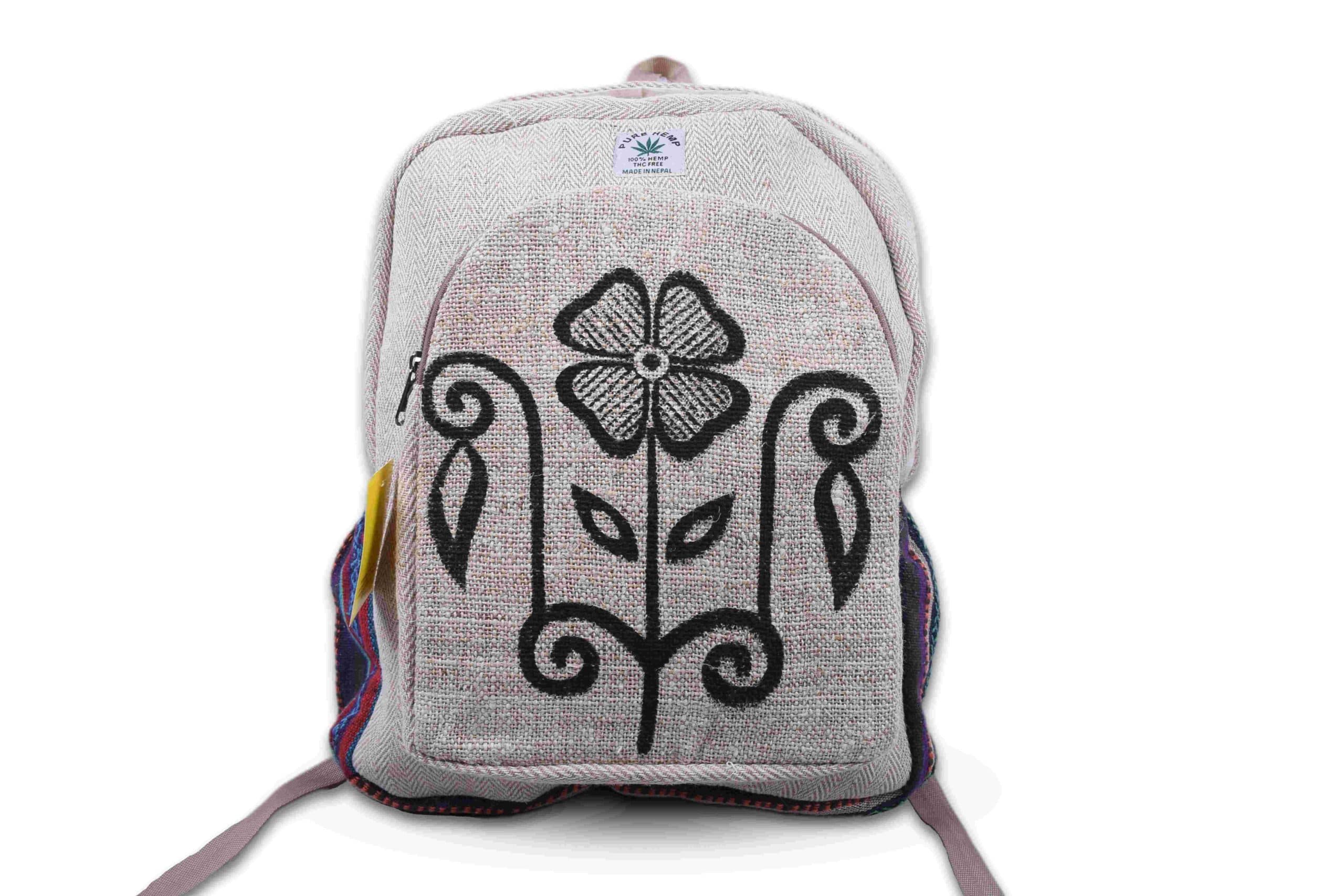 Flower Print Hemp Backpack