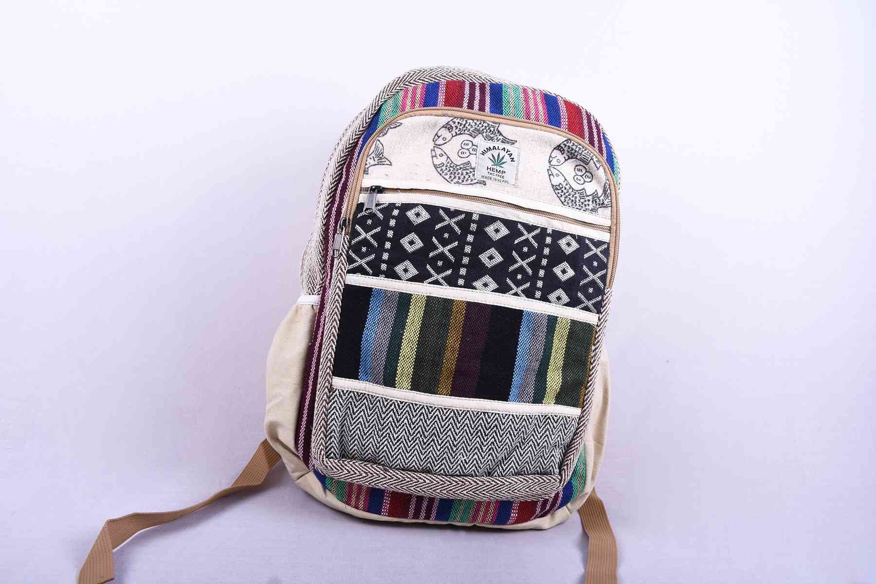 Fish Print Hemp Backpack