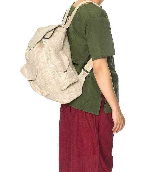 Natural 3 Pocket Hemp Backpack