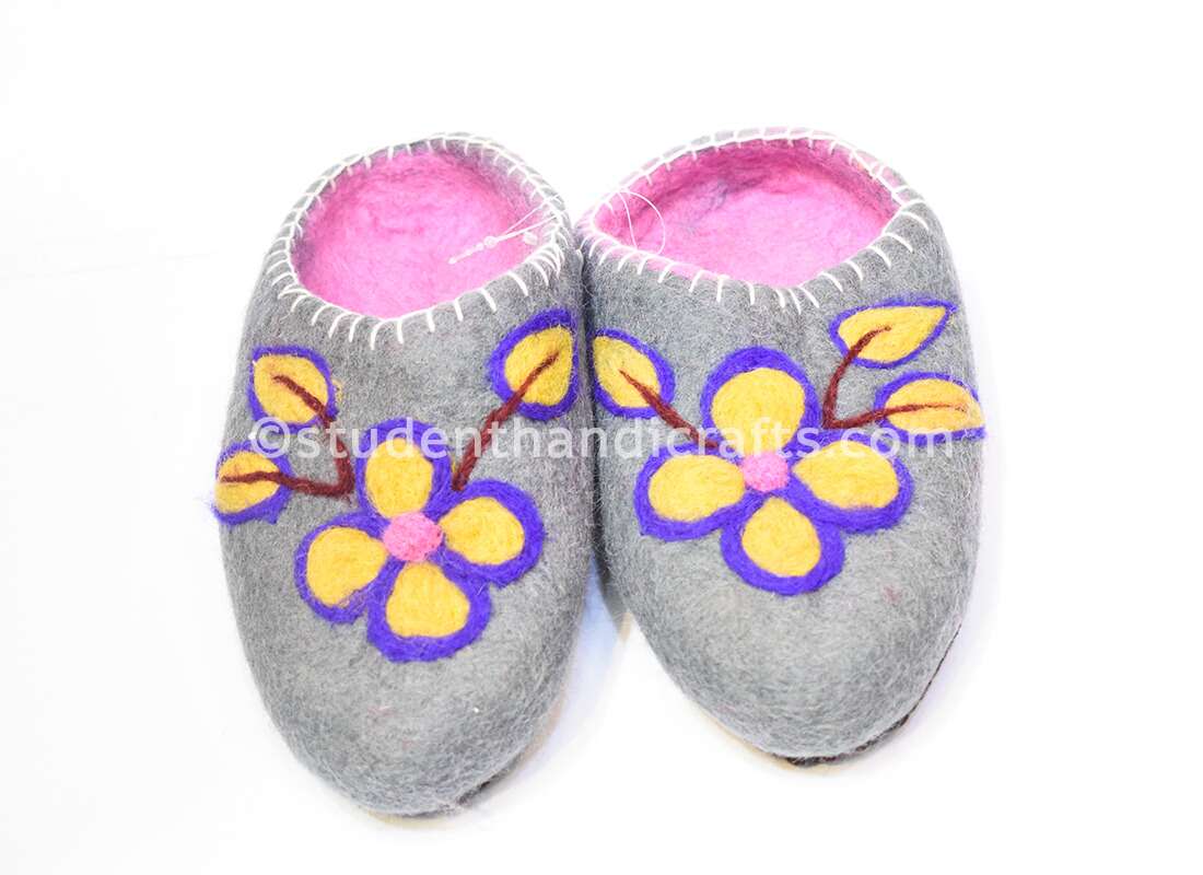 Felt Mustard Flower  Woolen Shoes