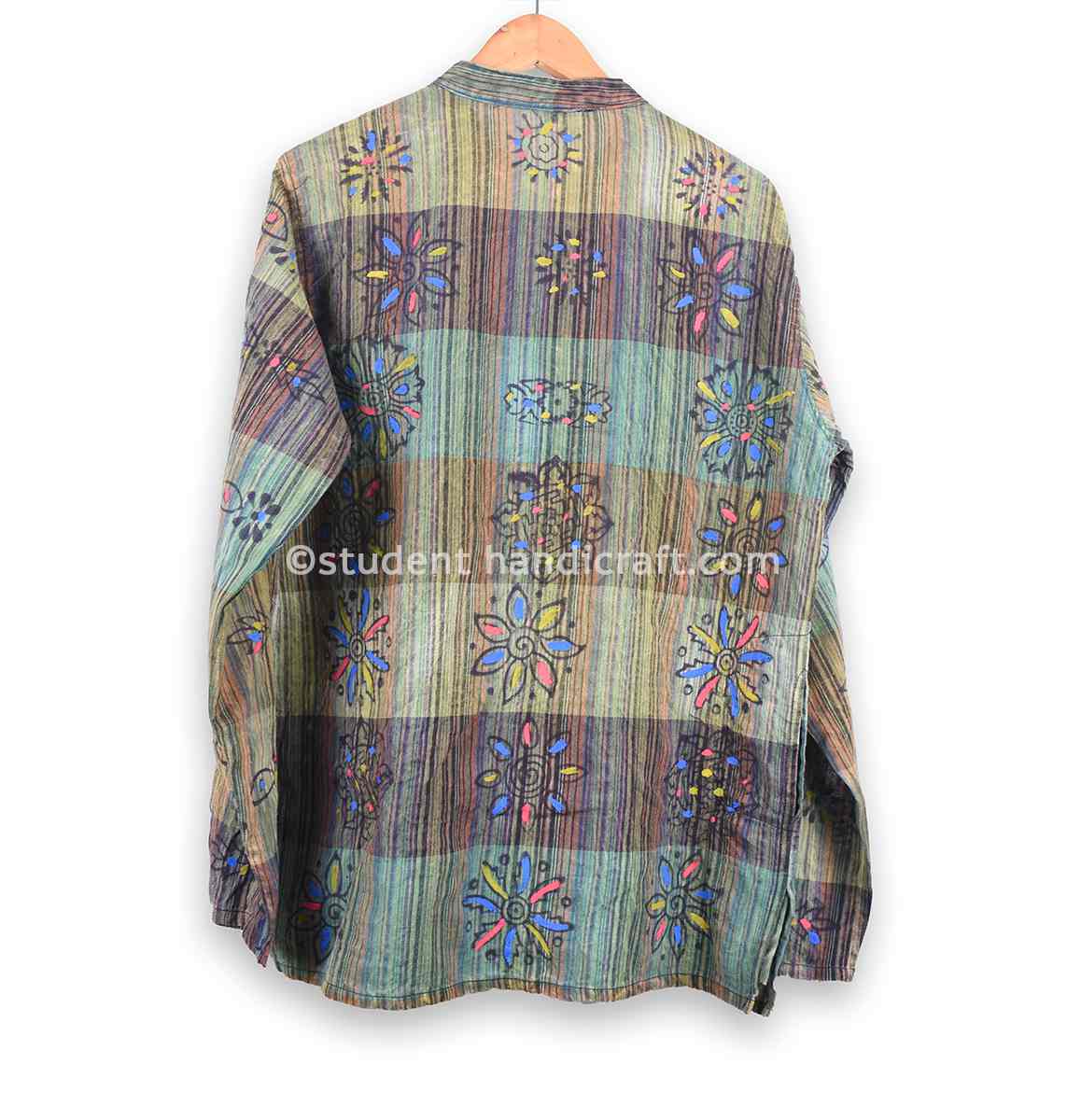 Cotton Flower Block Print Dharkey Kurtha - 2