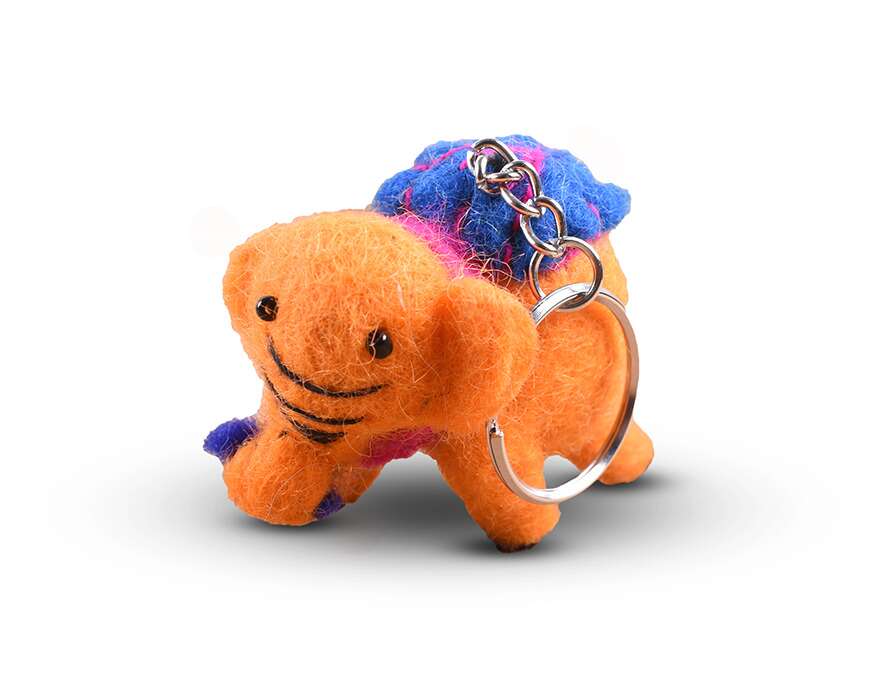 Felt Happy Elephant Key Ring