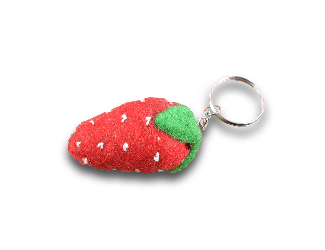 Felt Strawberry Design Key Ring
