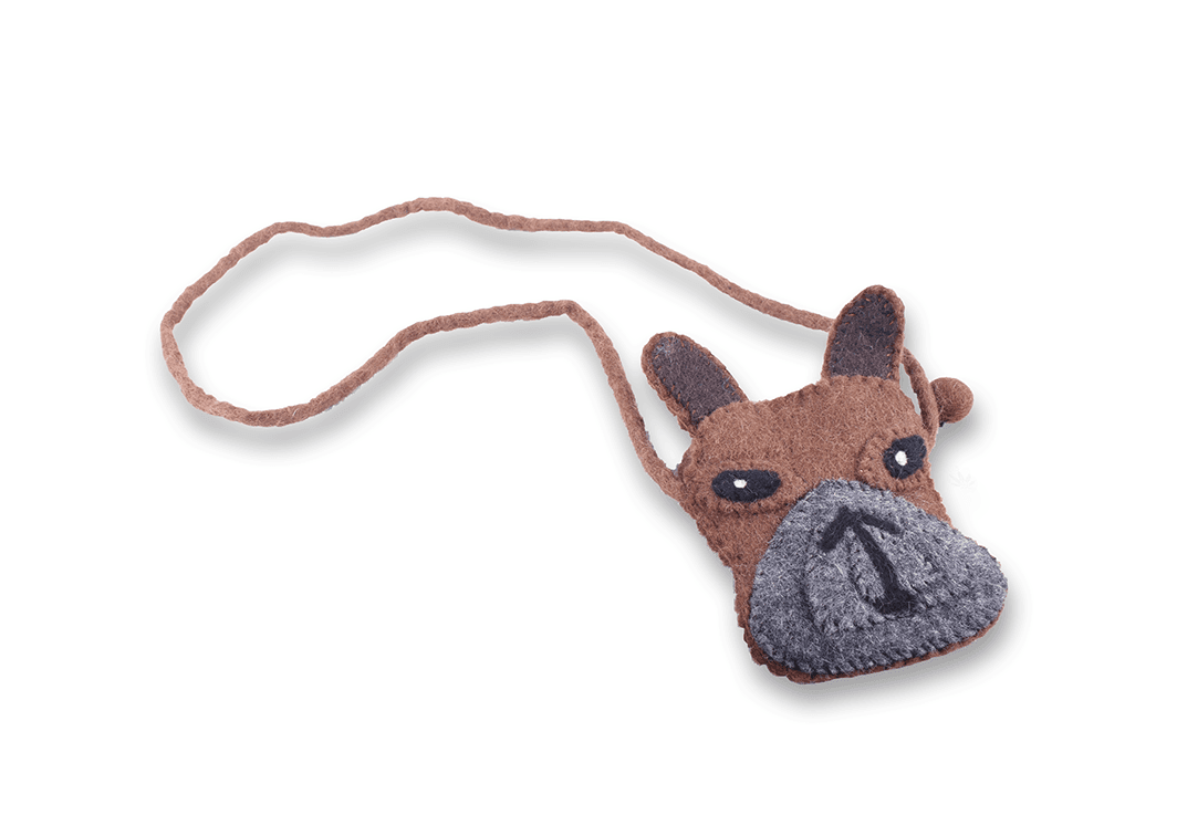 Felt Dog Face Stripe Bag