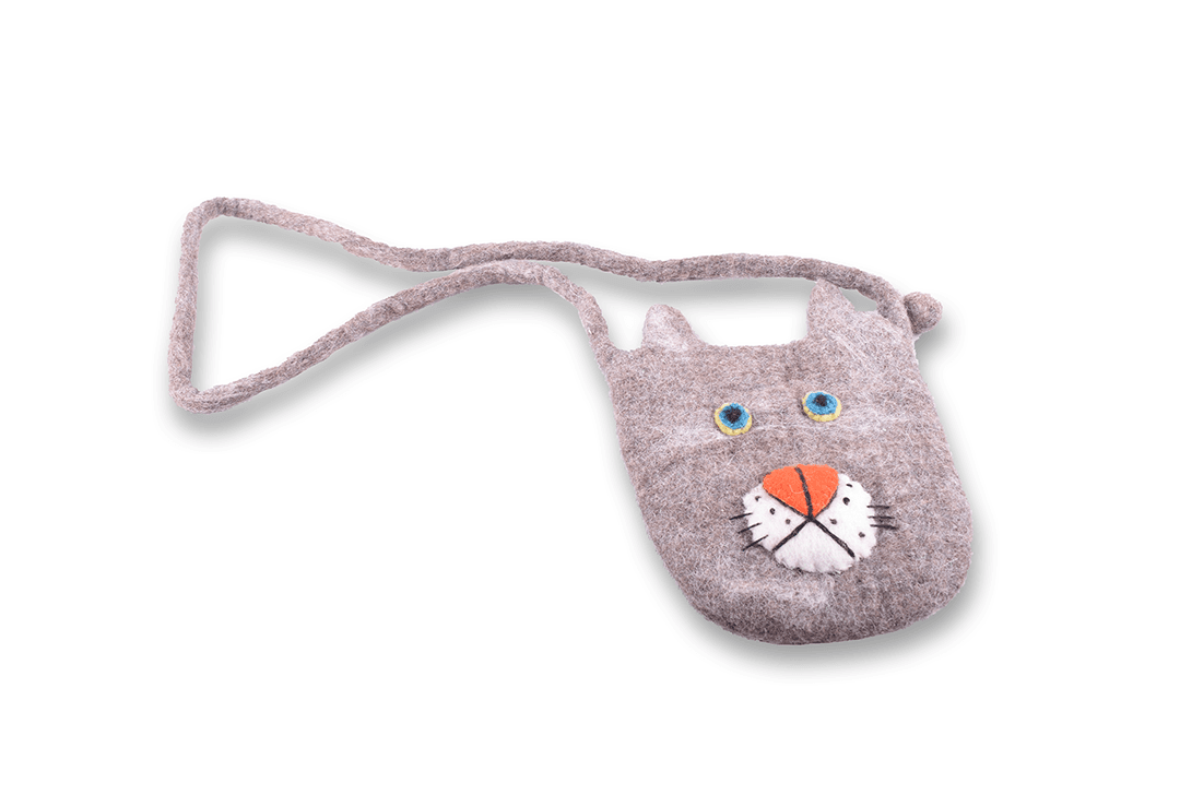 Felt Cat Face Stripe Bag