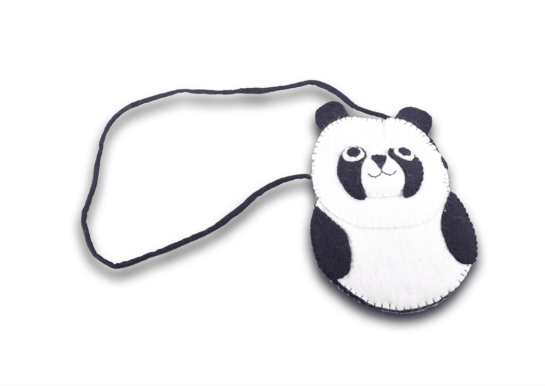 Felt Panda Face Stripe Bag