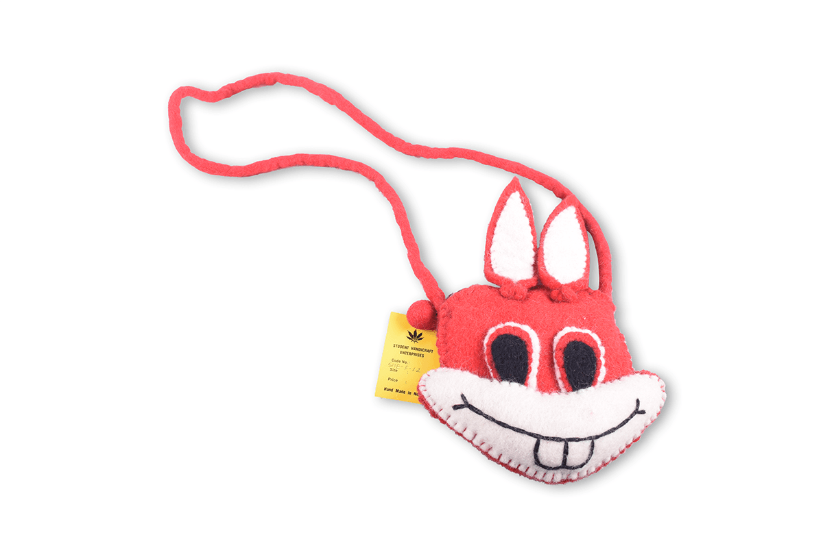 Felt Rabbit  Face Stripe Bag