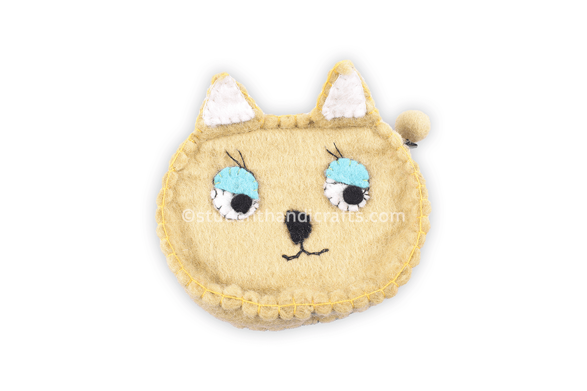 Felt Blue Eye Cat Purse