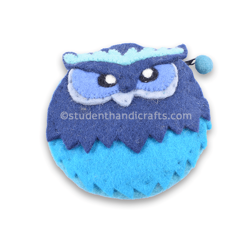 Felt Blue Owl Purse