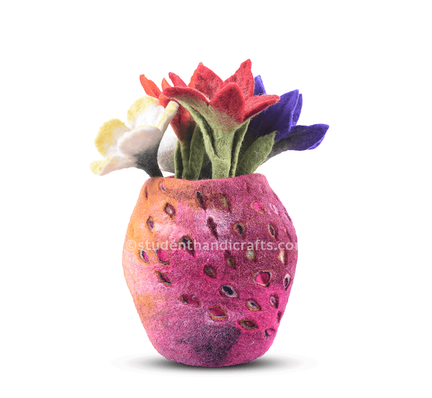Felt Flower With Vessel Decoration