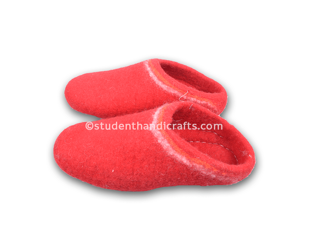 Felt Dark Red Woolen Shoes