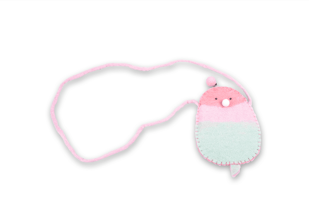 Felt Bird Face Stripe Bag