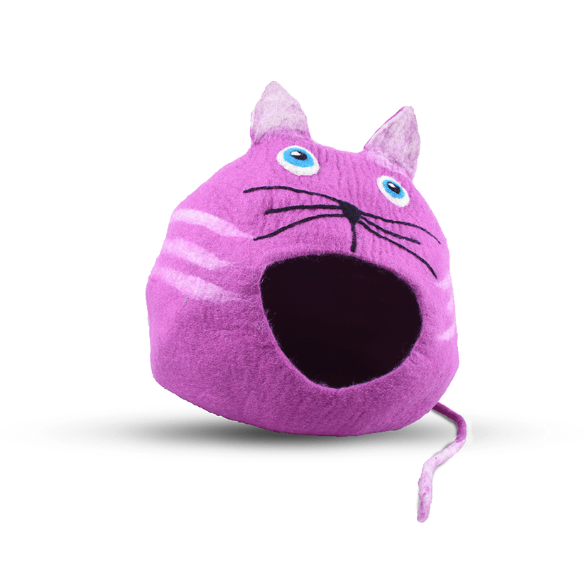 Felt Pink Cat Face Cat House