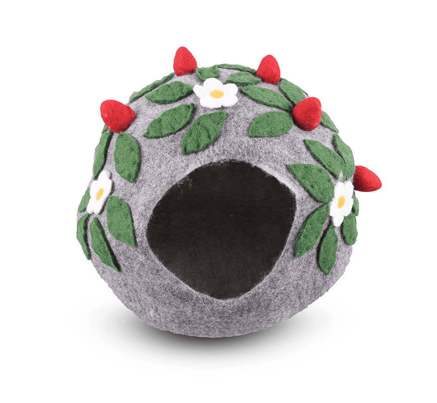 Felt Strawberry Cat House