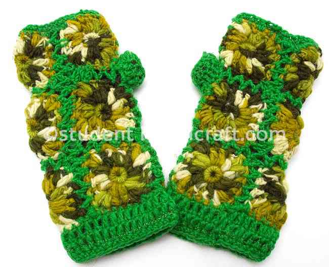 Flower Green Woolen Hand Knitter