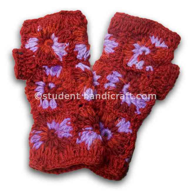 Flower Red Woolen Hand Knitter