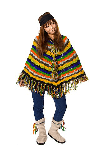 Woolen Colorful Stripe Pancho - 2