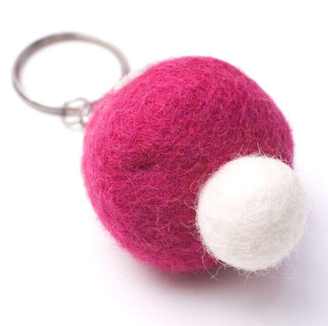 Pink Design Felted Key Ring
