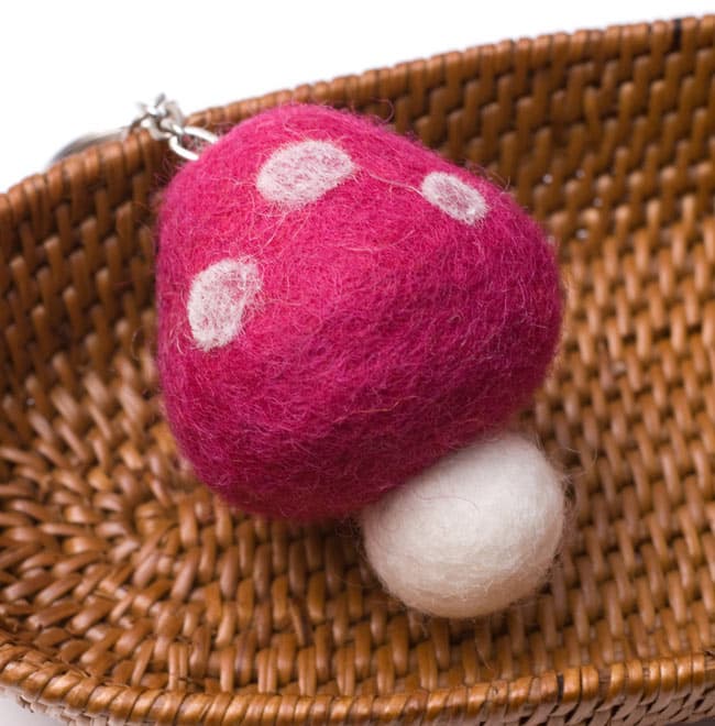 Pink Design Felted Key Ring - 2