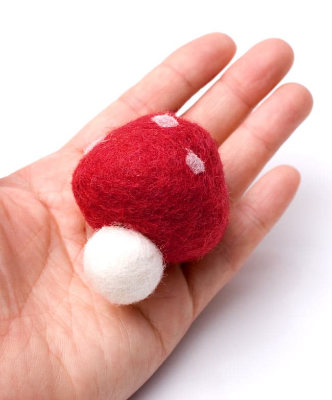 Mushroom Design Felted Key Ring - 3