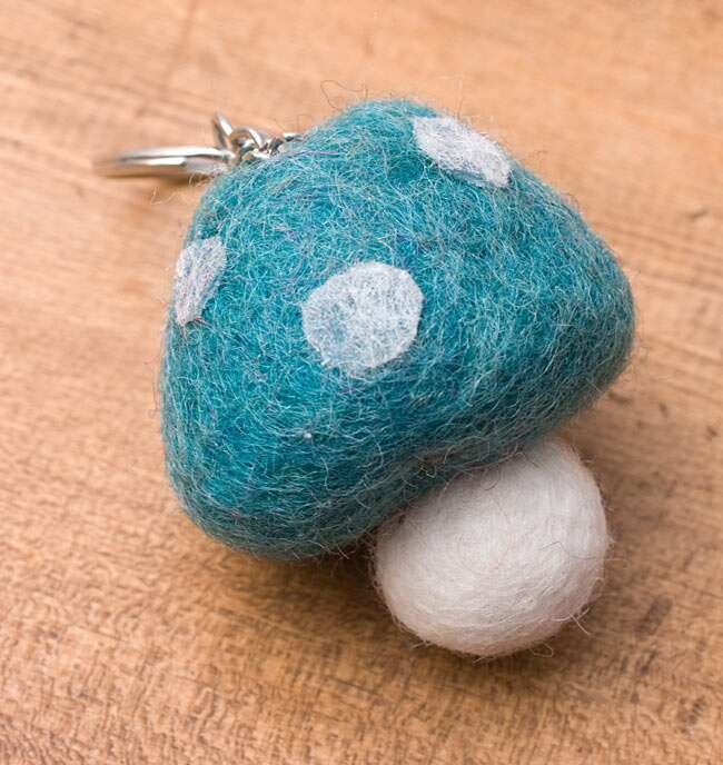 Mushroom Design Felted Key Ring