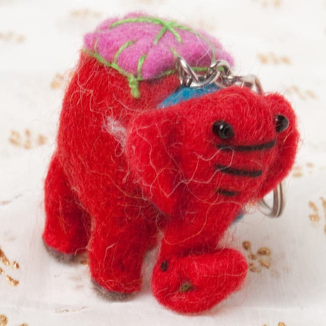 Elephant Design Felt Key Ring - 2