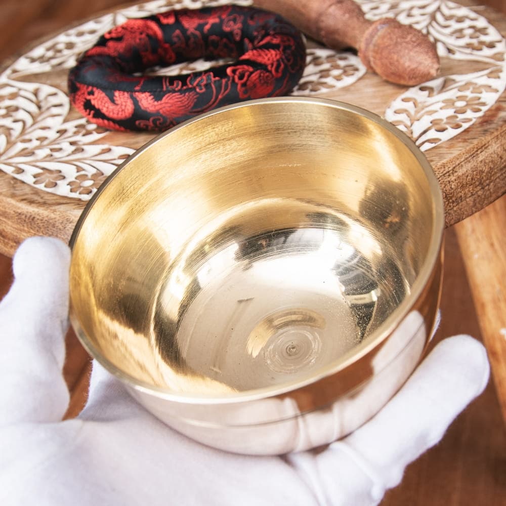 Simple singing bowl with line pattern 11.3cm - 4