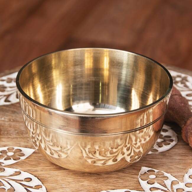 Simple singing bowl with line pattern 11.3cm