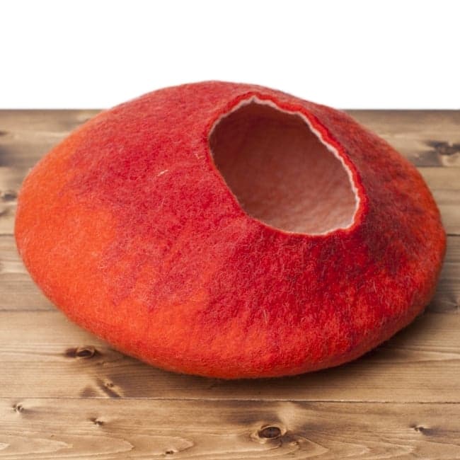 Orange Felt Cat Cave - 2