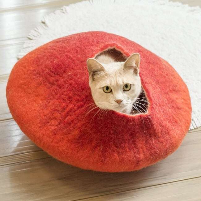 Orange Felt Cat Cave