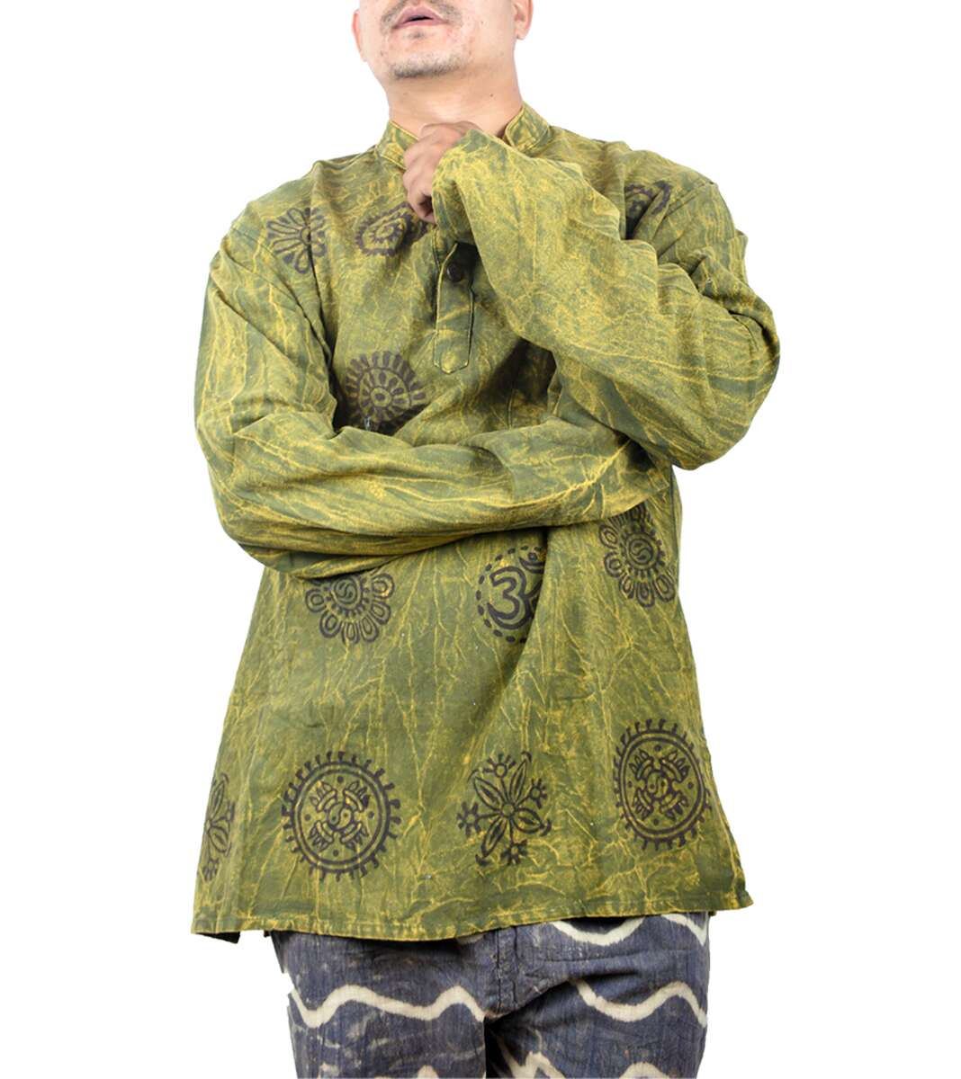 Flower Printed Green Kurtha