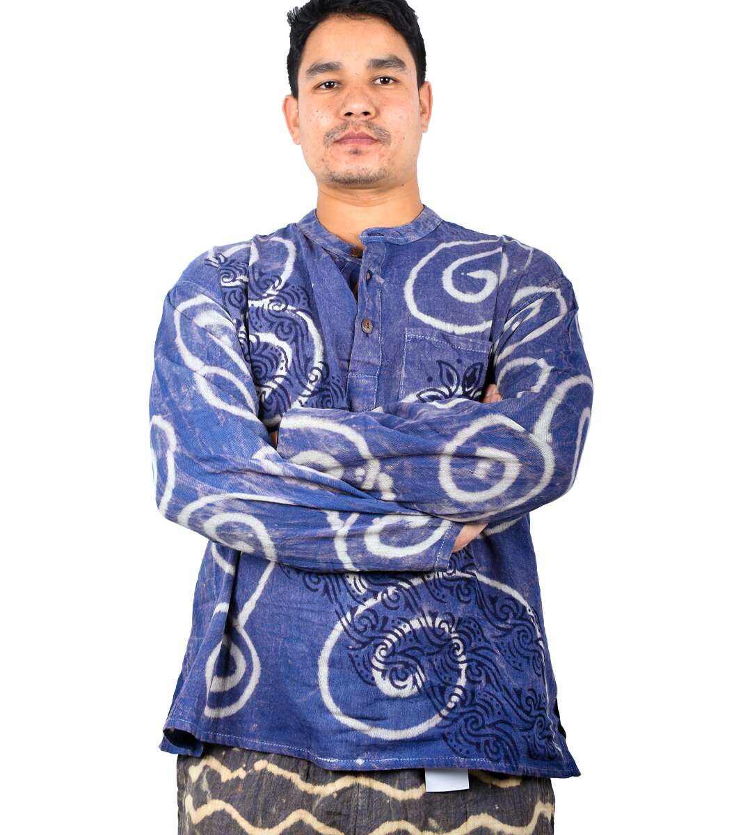 White Line Blue Kurtha