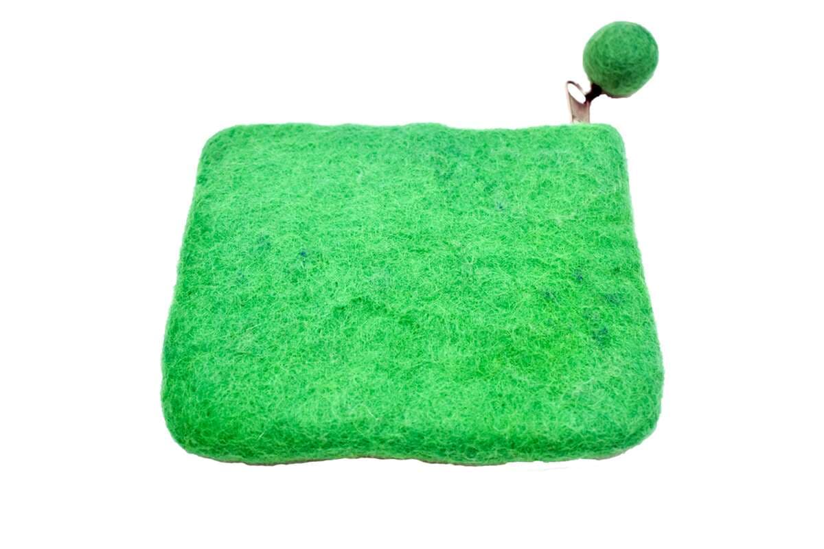 Handmade Green Felt Purse - 2