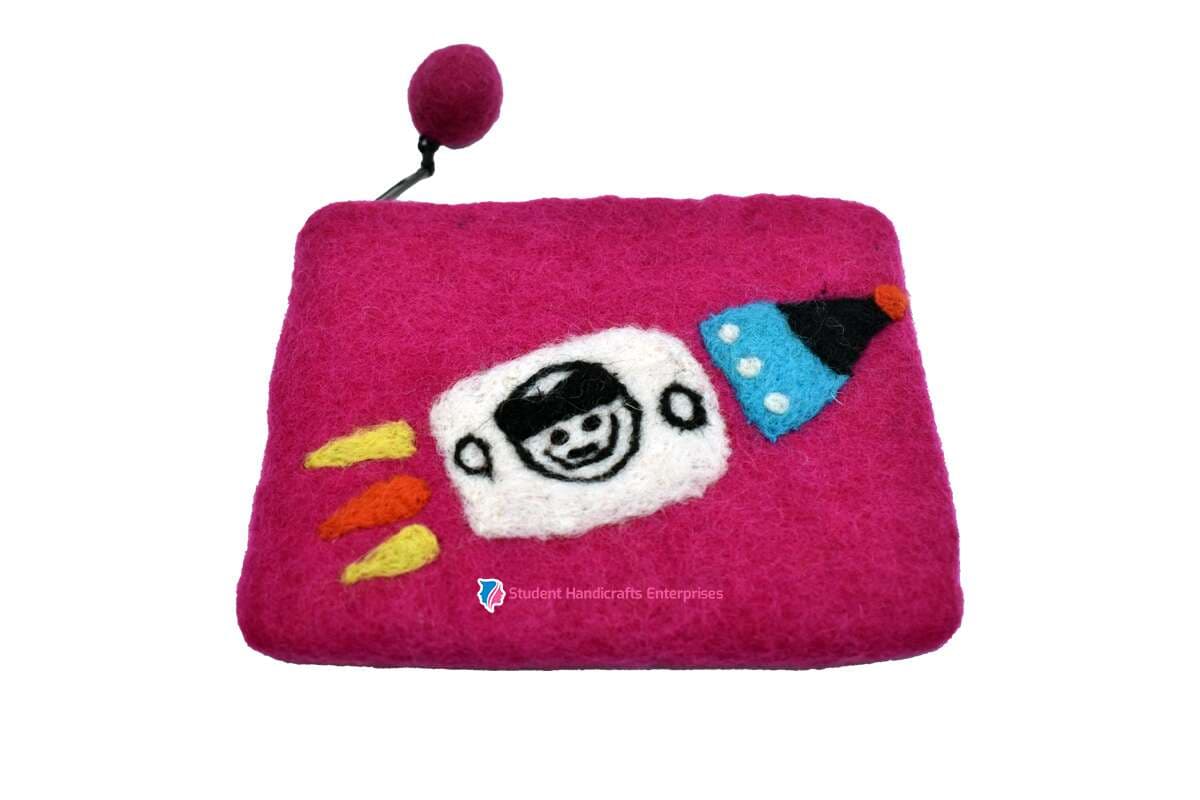 Rocket Design Felt Purse