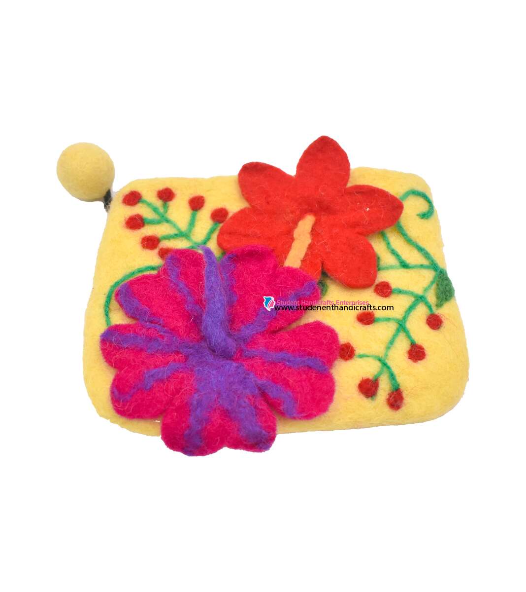 Flower Attach Felted Purse